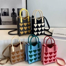 Load image into Gallery viewer, YB New Korean Fashion Heart Knitted Mini Square Handbag Women Small Mobile Phone Shoulder Bag Crossbody Bag