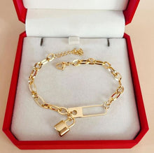 Load image into Gallery viewer, YB Gold Plated Punk Hardware Necklace and Bracelet Stainless Steel Set ON SALE