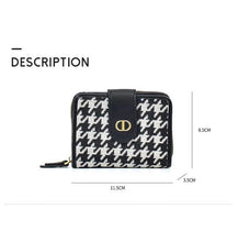 Load image into Gallery viewer, YB New On Sale Luxury Houndstooth Embroidery Wallet For Women Retro Leather Card Holder Coin Purse Female