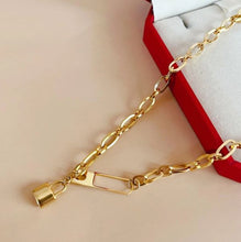 Load image into Gallery viewer, YB Gold Plated Punk Hardware Necklace and Bracelet Stainless Steel Set ON SALE