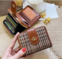 Load image into Gallery viewer, YB New On Sale Luxury Houndstooth Embroidery Wallet For Women Retro Leather Card Holder Coin Purse Female