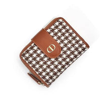 Load image into Gallery viewer, YB New On Sale Luxury Houndstooth Embroidery Wallet For Women Retro Leather Card Holder Coin Purse Female