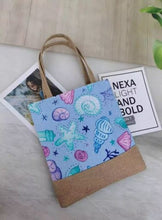 Load image into Gallery viewer, YB New Canvas Tote Bag Shoulder Bag Printed Thick Rope Nice Blue Shell Pattern Beach Bag with Zipper ON SALE