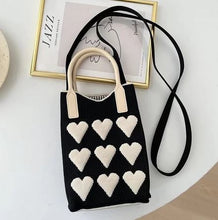 Load image into Gallery viewer, YB New Korean Fashion Heart Knitted Mini Square Handbag Women Small Mobile Phone Shoulder Bag Crossbody Bag