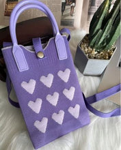 Load image into Gallery viewer, YB New Korean Fashion Heart Knitted Mini Square Handbag Women Small Mobile Phone Shoulder Bag Crossbody Bag