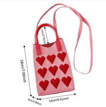 Load image into Gallery viewer, YB New Korean Fashion Heart Knitted Mini Square Handbag Women Small Mobile Phone Shoulder Bag Crossbody Bag