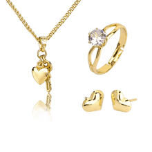 Load image into Gallery viewer, 18K High Quality Gold Plated Love Heart Jewelry Set Ring, Earrings, Necklace