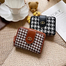 Load image into Gallery viewer, YB New On Sale Luxury Houndstooth Embroidery Wallet For Women Retro Leather Card Holder Coin Purse Female
