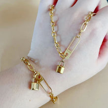 Load image into Gallery viewer, YB Gold Plated Punk Hardware Necklace and Bracelet Stainless Steel Set ON SALE
