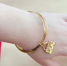 Load image into Gallery viewer, YB Stainless steel 24k LV Lock 3 in 1 bangles non tarnish hypoallergenic Fashion Jewelry ON SALE
