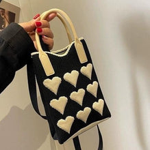 Load image into Gallery viewer, YB New Korean Fashion Heart Knitted Mini Square Handbag Women Small Mobile Phone Shoulder Bag Crossbody Bag
