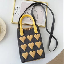 Load image into Gallery viewer, YB New Korean Fashion Heart Knitted Mini Square Handbag Women Small Mobile Phone Shoulder Bag Crossbody Bag

