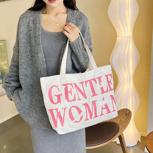 YB New Gentle Woman Tote Bag Canvas Simple Shoulder Bags For Women ON SALE