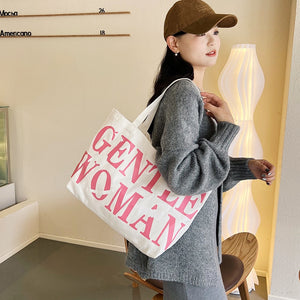 YB New Gentle Woman Tote Bag Canvas Simple Shoulder Bags For Women ON SALE