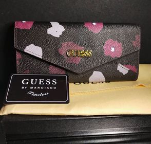 TOP GRADE GUESS Long Wallet Black Flower