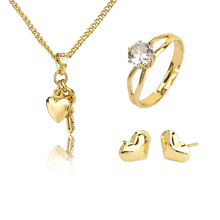 Load image into Gallery viewer, 18K High Quality Gold Plated Love Heart Jewelry Set Ring, Earrings, Necklace
